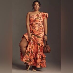 NWT! Hutch One Shoulder Ruffle Floral Maxi Dress - Size 12 PETITE 🪞